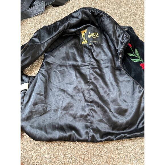 Skea Paris Vail vest velour velvet embroidered flowers black Vintage Unique SZ M - Picture 5 of 12